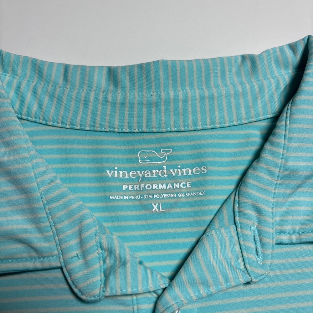Vineyard Vines Performance Golf Polo Mens XL Blue Striped Short Sleeve Shirt - Picture 8 of 9